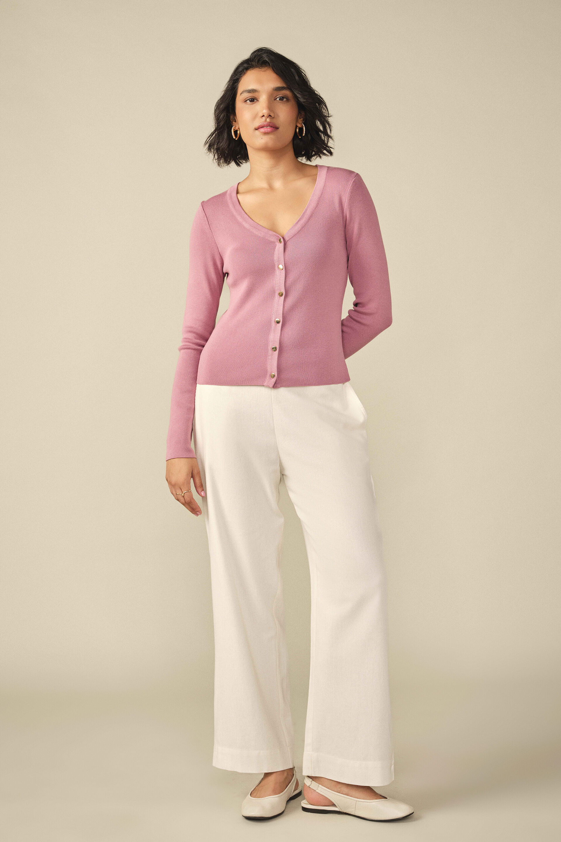 Solid Cardigan in Pink, Pink, image 3
